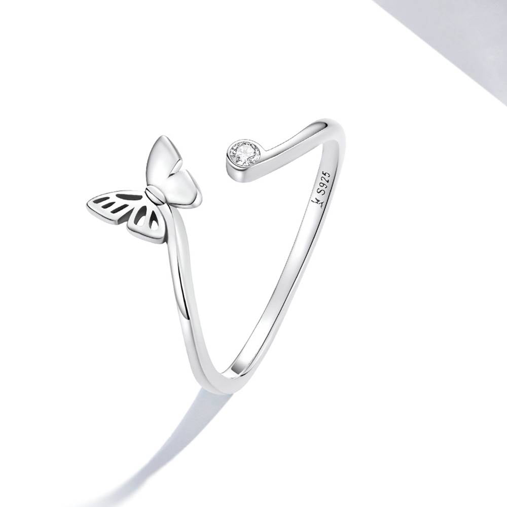 Inel reglabil din Argint Open Butterfly