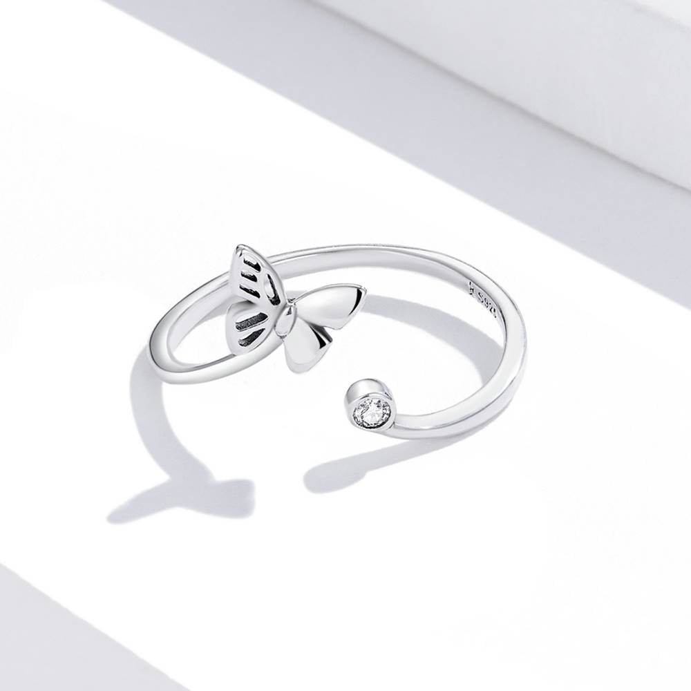 Inel reglabil din Argint Open Butterfly
