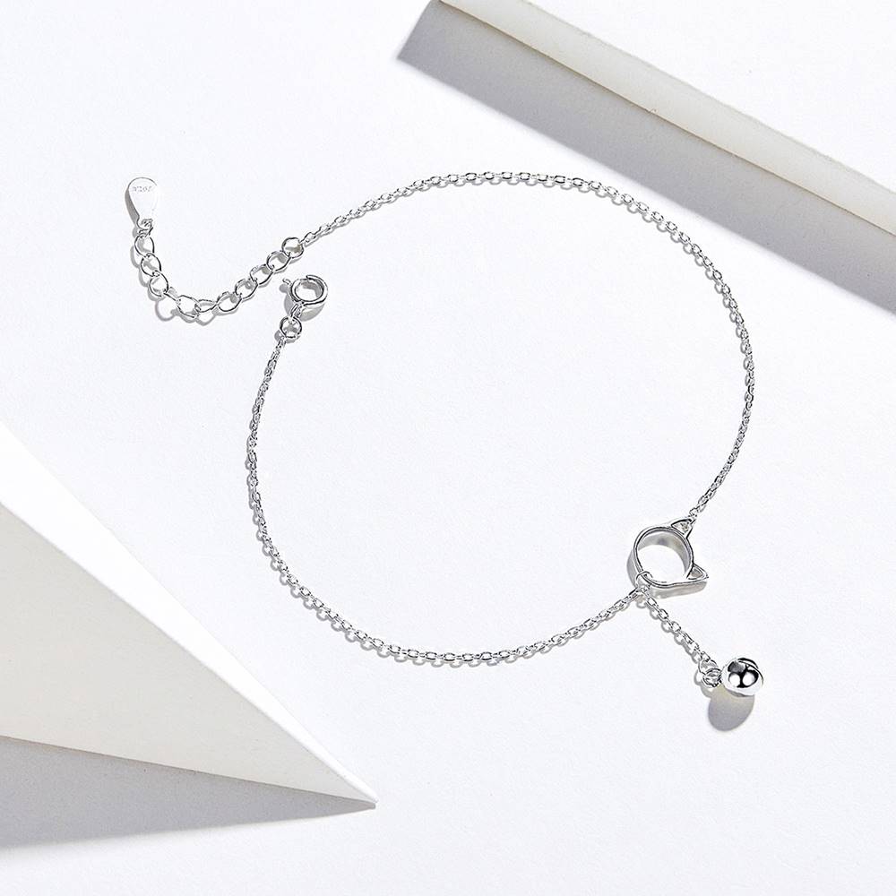 Bratara de picior din Argint cu clopotel Kitten Bells