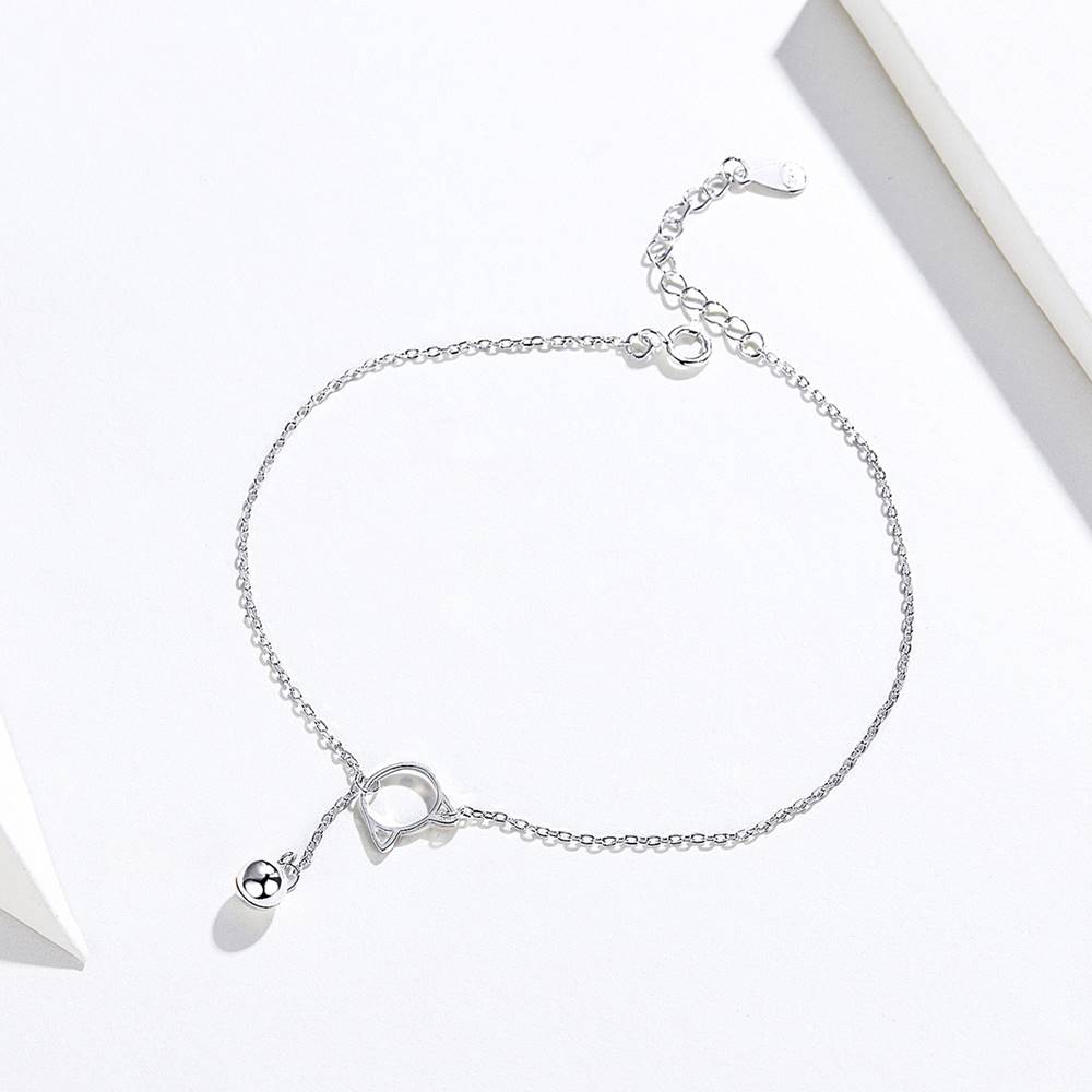 Bratara de picior din Argint cu clopotel Kitten Bells