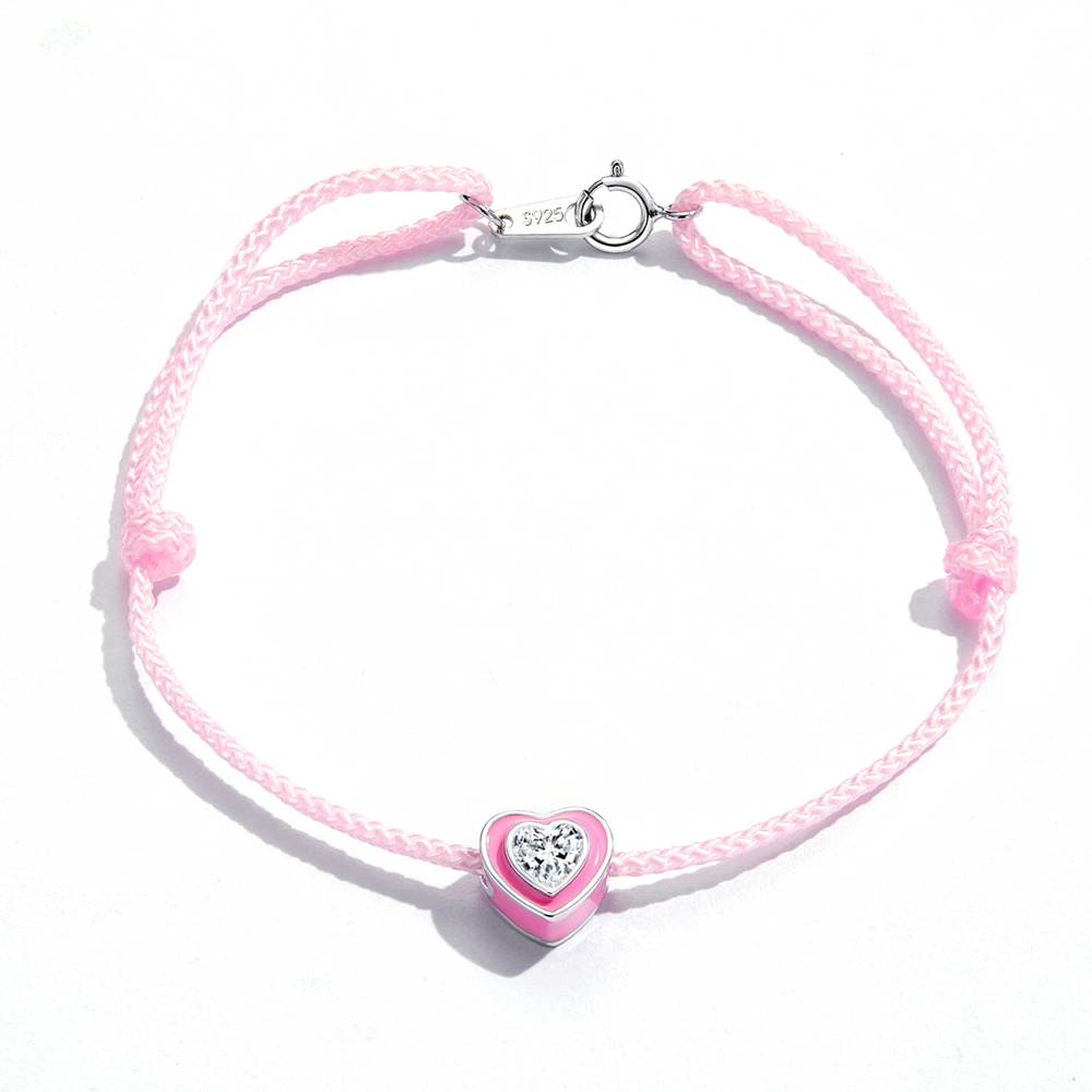 Bratara snur de picior din Argint Pink Love