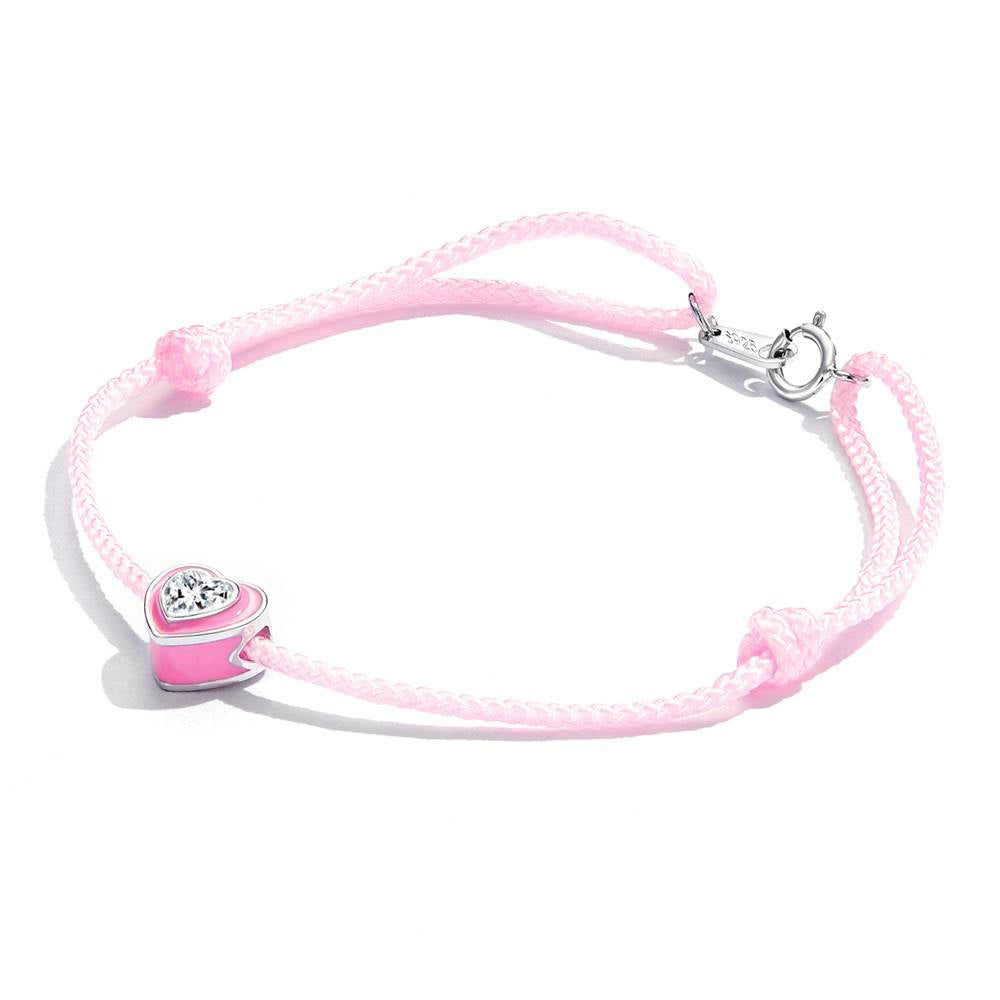 Bratara snur de picior din Argint Pink Love
