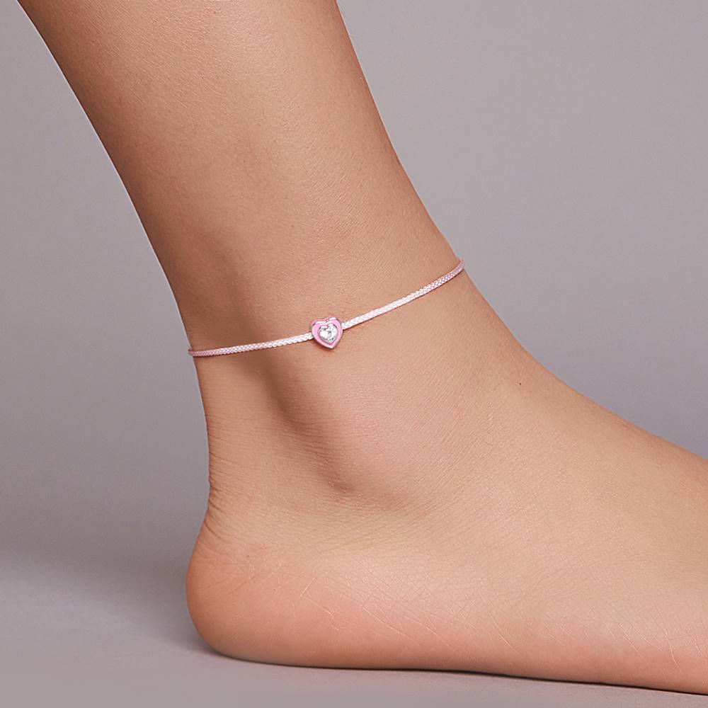 Bratara snur de picior din Argint Pink Love