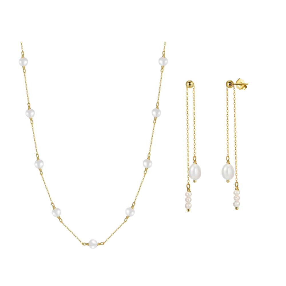 Set din Argint Tiny Pearl Baroque