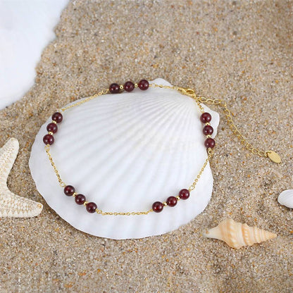 Bratara de picior din Argint Gillian Garnet