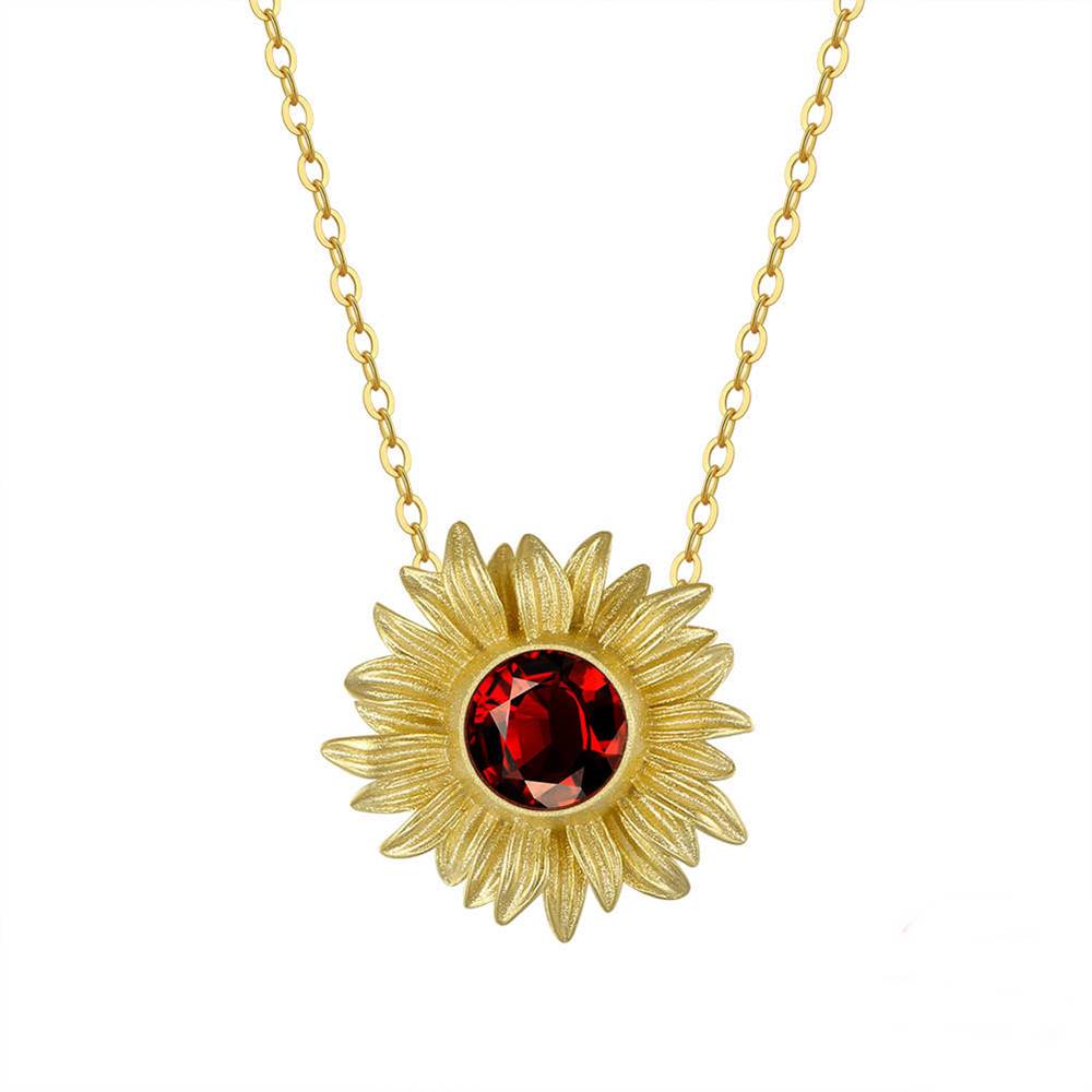 Colier din Argint Flower Garnet