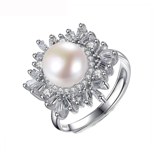 Inel reglabil din Argint Pearl Blossom