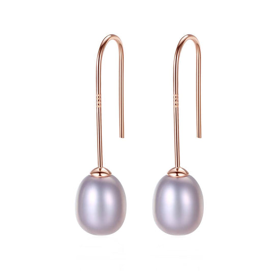Cercei din Argint Long Round Pearls