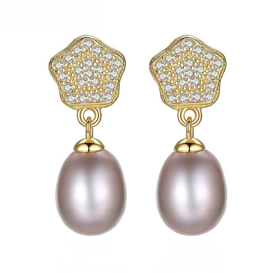 Cercei din Argint Gold Starry Pearls