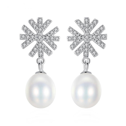Cercei din Argint Snowflake Pearls