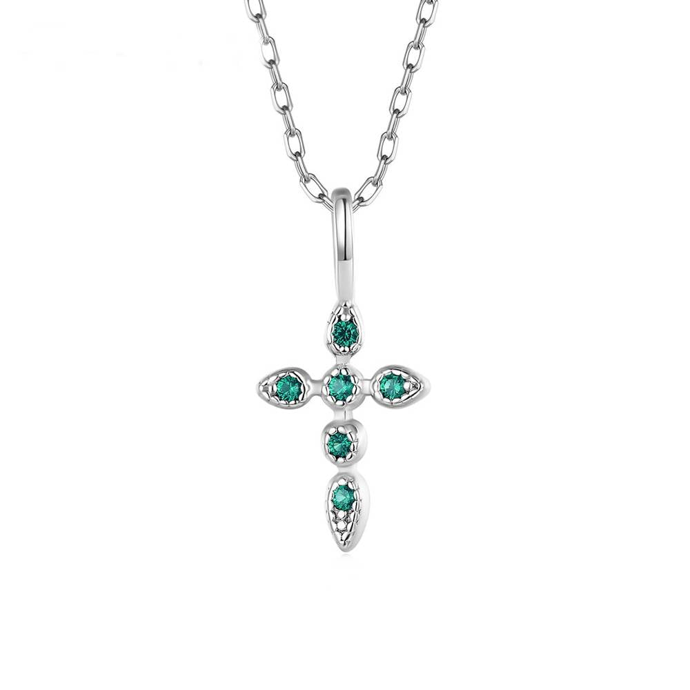 Colier din Argint Serra Emerald Cross