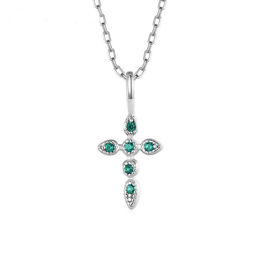 Colier din Argint Serra Emerald Cross