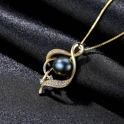 Colier din Argint Dark Loving Pearl