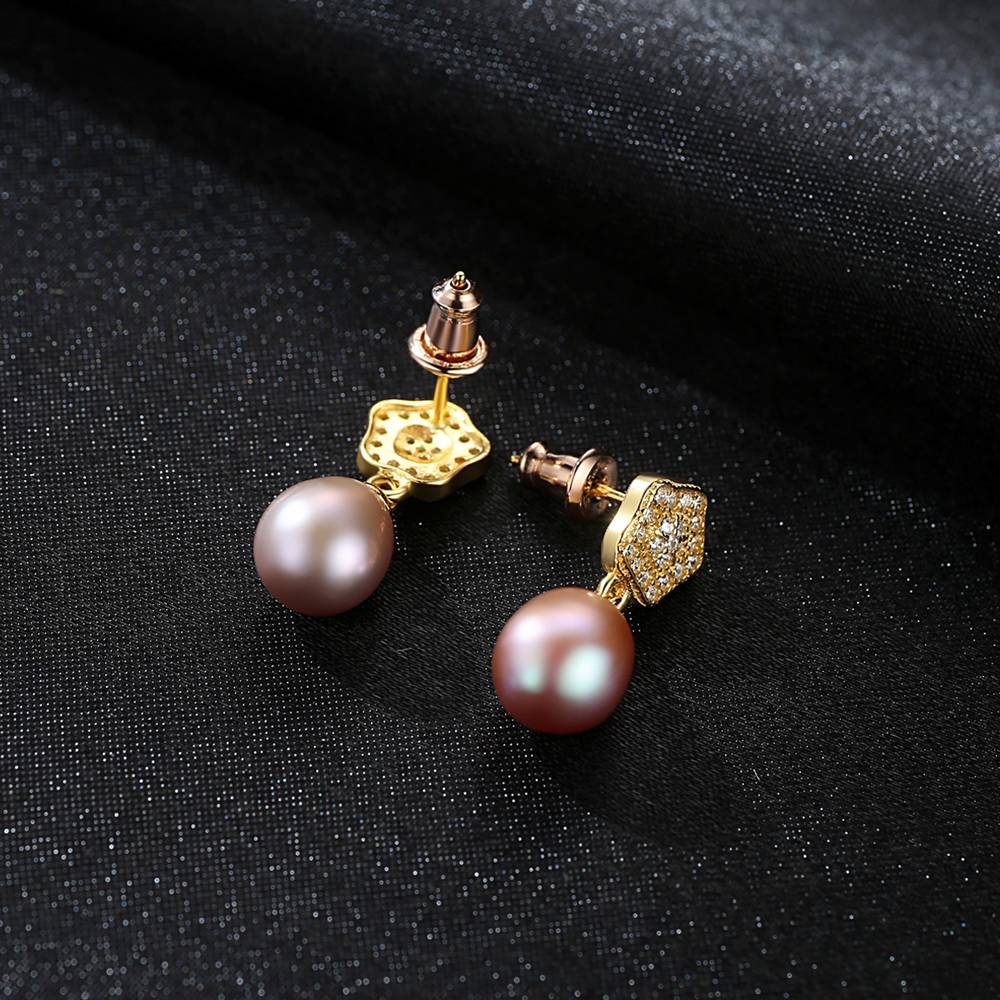 Cercei din Argint Gold Starry Pearls