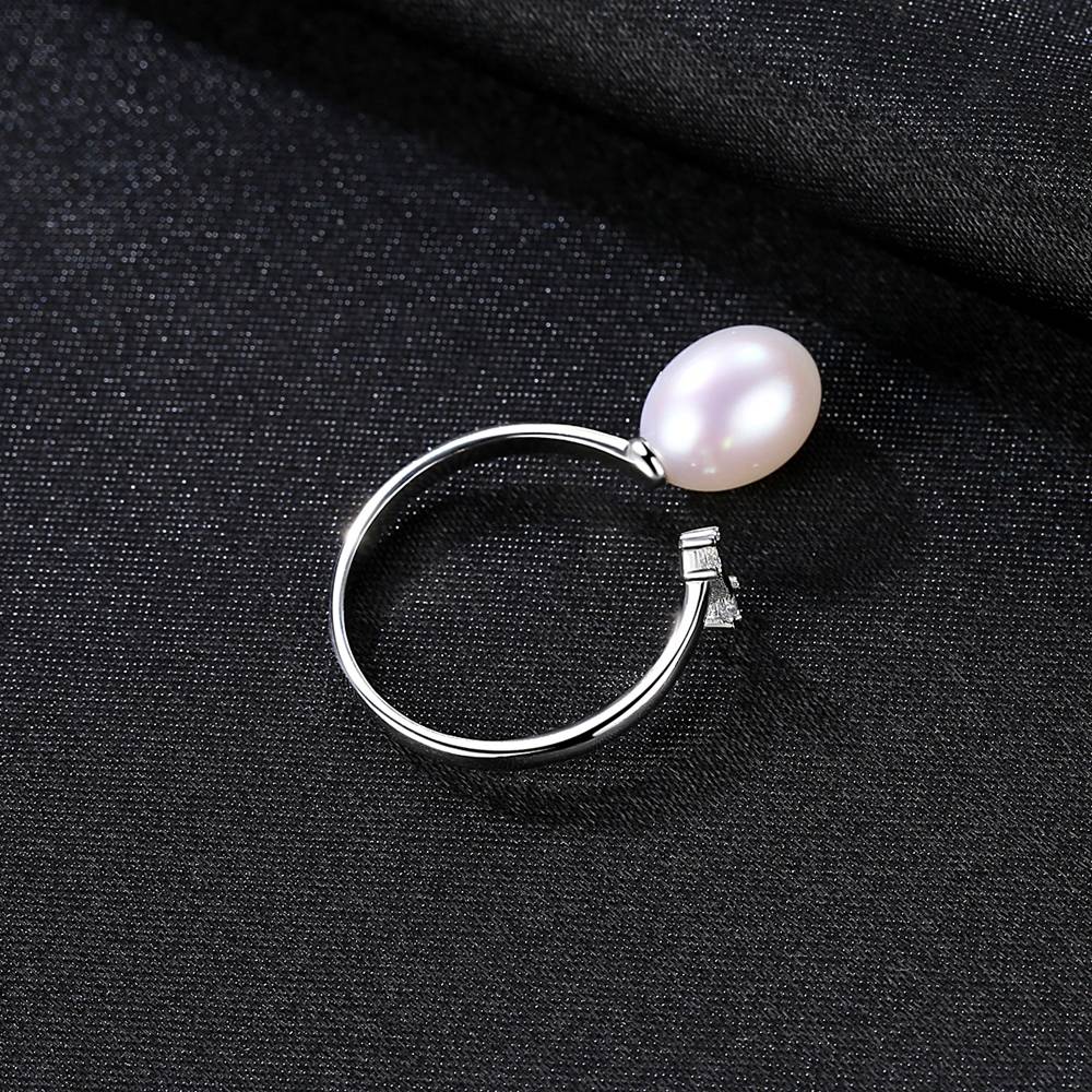 Inel reglabil din Argint Parallel Pearl