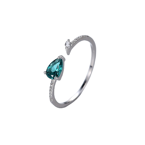 Inel reglabil din Argint Ardor Emerald