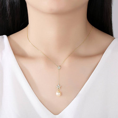 Colier din Argint Long Loving Pearl