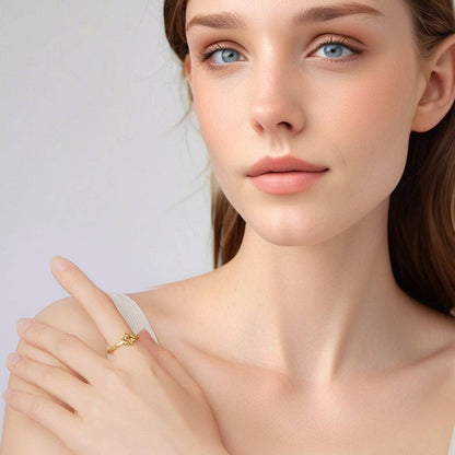 Inel reglabil din Argint Retro Star Gold