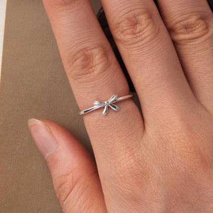 Inel reglabil din Argint Simple Bow Silver
