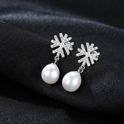 Cercei din Argint Snowflake Pearls