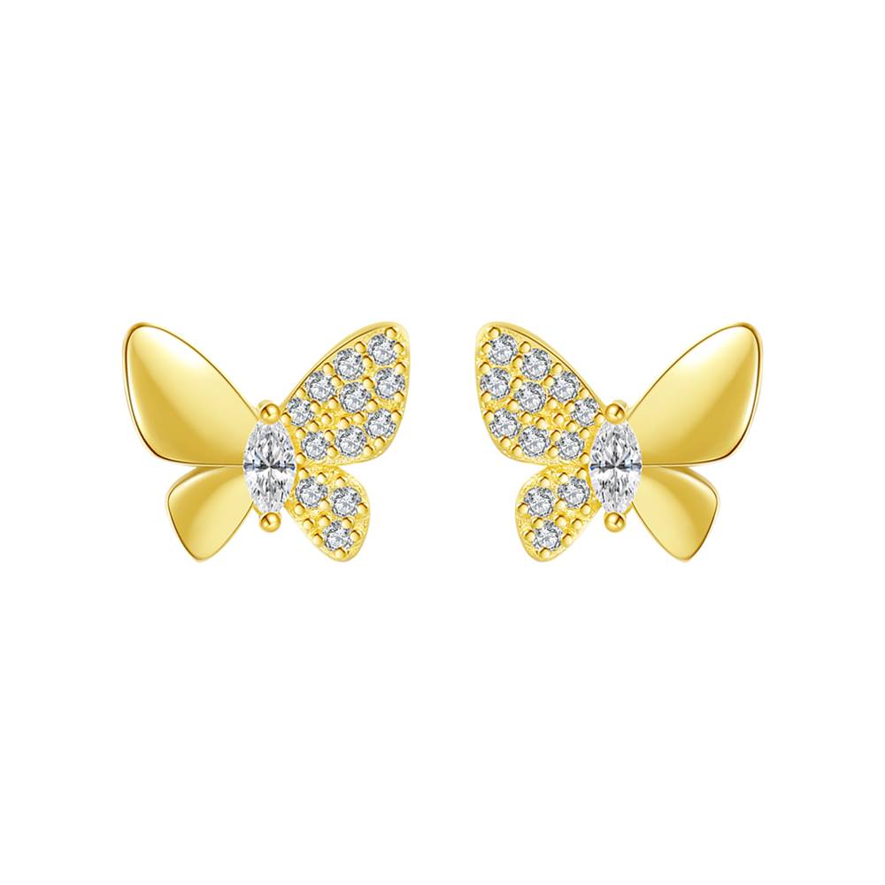 Cercei din Argint Gold Sparkle Butterfly