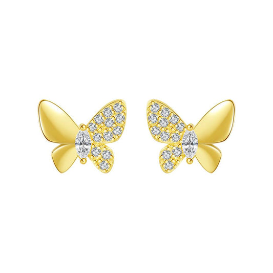 Cercei din Argint Gold Sparkle Butterfly