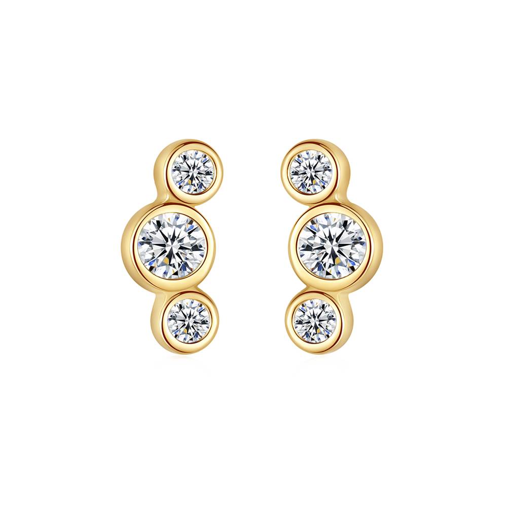 Cercei din Argint Gold Triple Diamonds