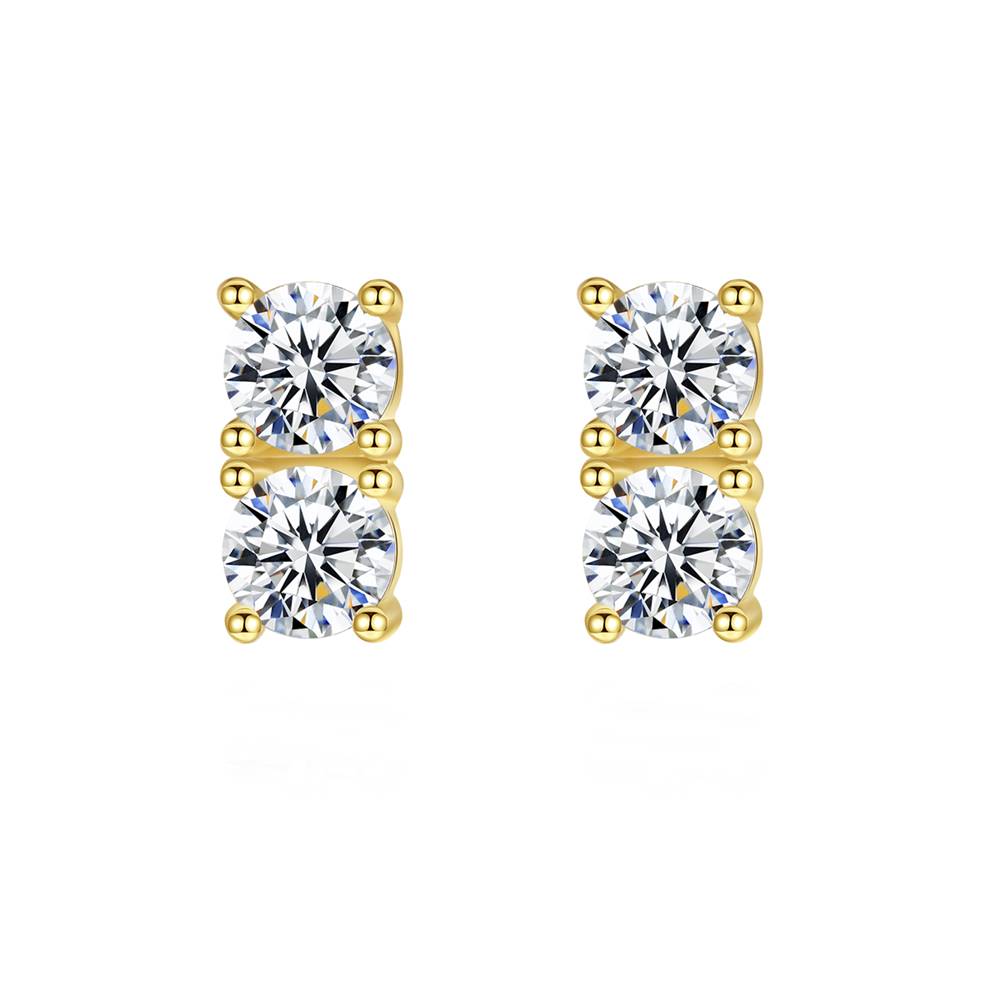 Cercei din Argint Gold Double Diamonds