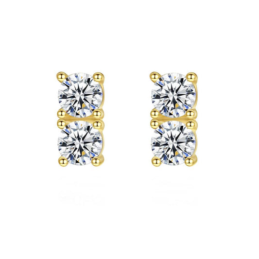 Cercei din Argint Gold Double Diamonds