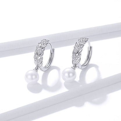 Cercei din Argint Leaves Pearl