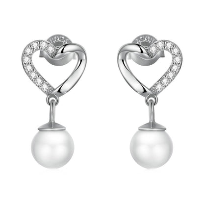 Cercei din Argint Heart Pearl