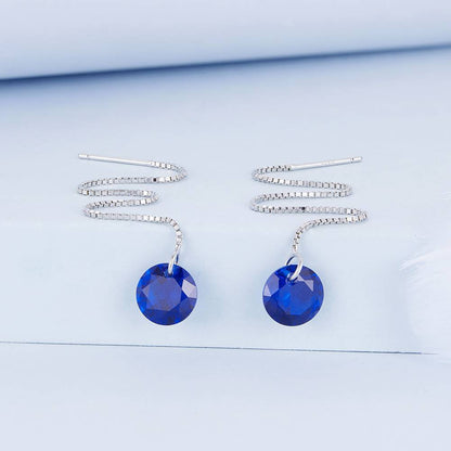 Cercei din Argint Blue Diamonds Chain