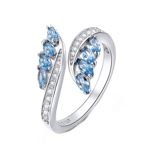 Inel reglabil din Argint Blue Diamond Butterfly