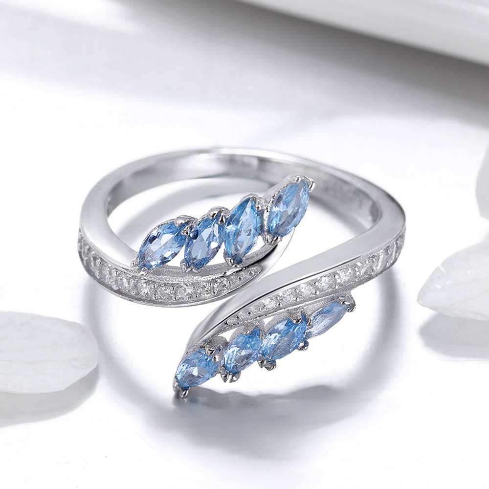 Inel reglabil din Argint Blue Diamond Butterfly