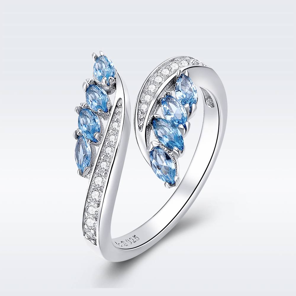 Inel reglabil din Argint Blue Diamond Butterfly