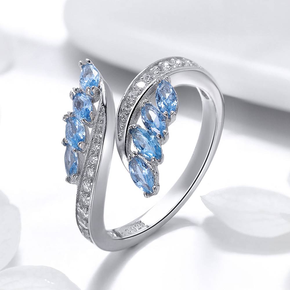 Inel reglabil din Argint Blue Diamond Butterfly