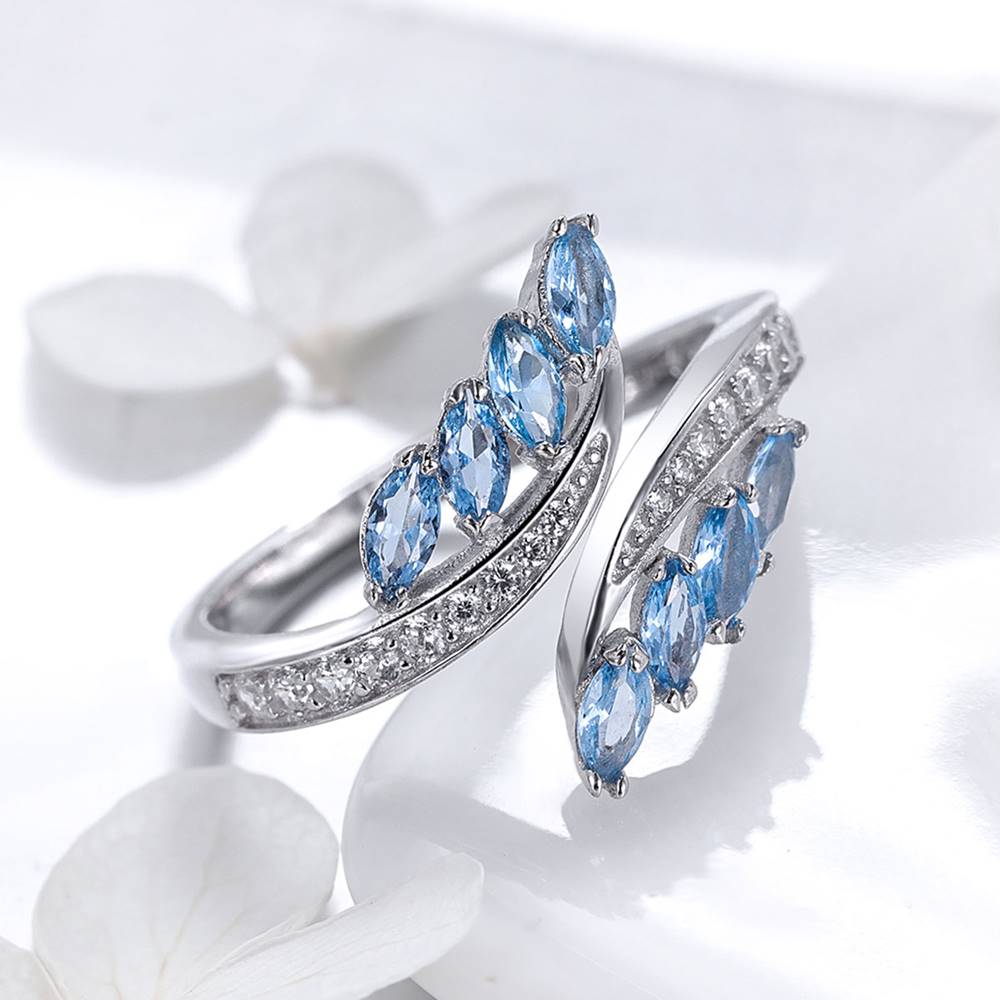 Inel reglabil din Argint Blue Diamond Butterfly