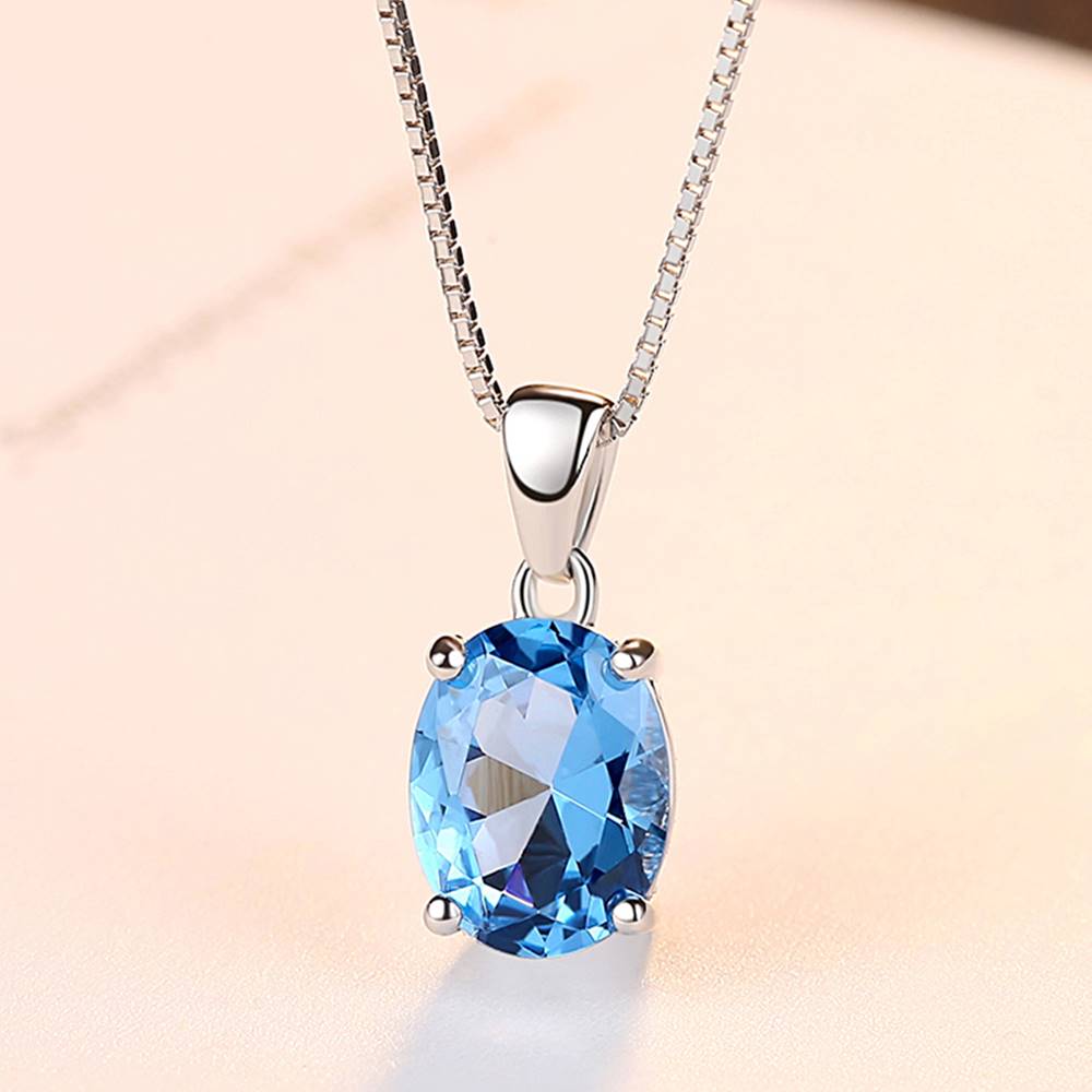 Colier din Argint Oval Topaz