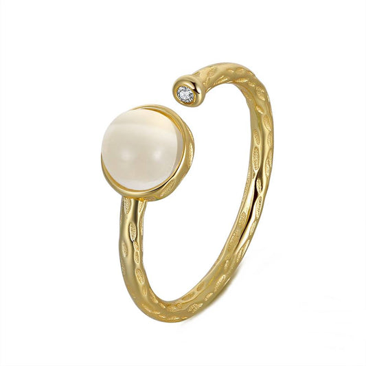 Inel reglabil din Argint Gold Moonstone