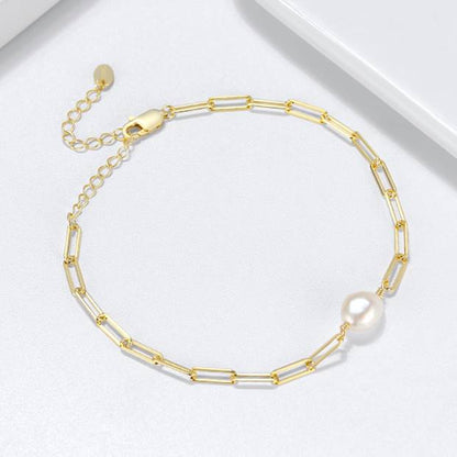 Bratara din Argint Gold Links and Pearls