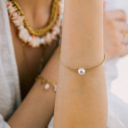 Bratara din Argint Big Gold Pearl