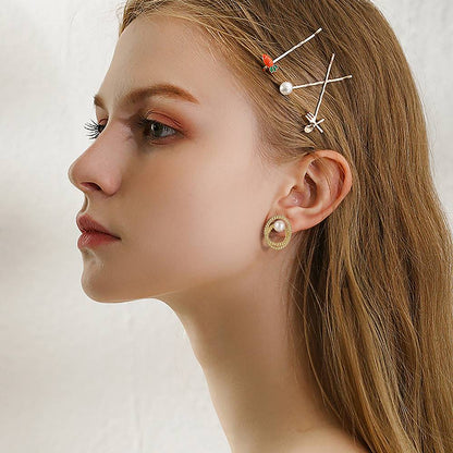 Cercei din Argint Double Circles Pearl