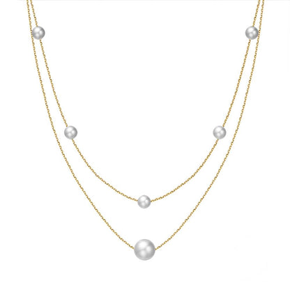 Colier din Argint Double Chain Pearls