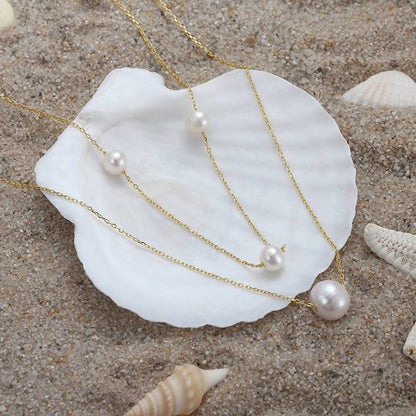 Colier din Argint Double Chain Pearls