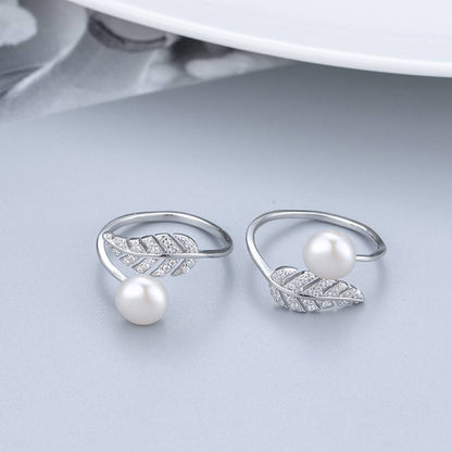 Inel reglabil din Argint Feather Pearl