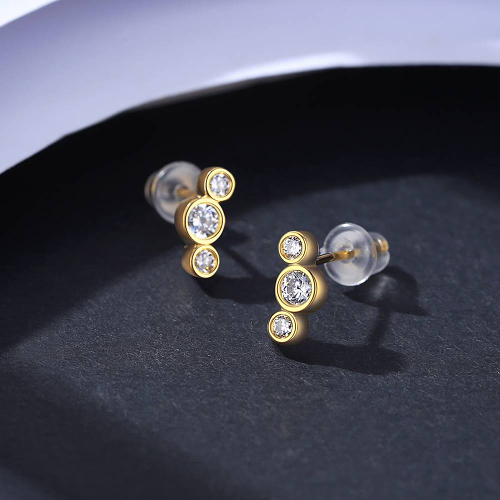 Cercei din Argint Gold Triple Diamonds