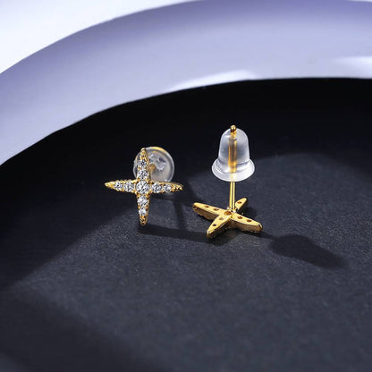 Cercei din Argint Deep Gold Star