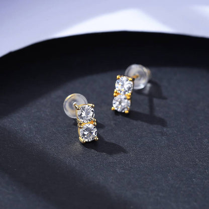 Cercei din Argint Gold Double Diamonds