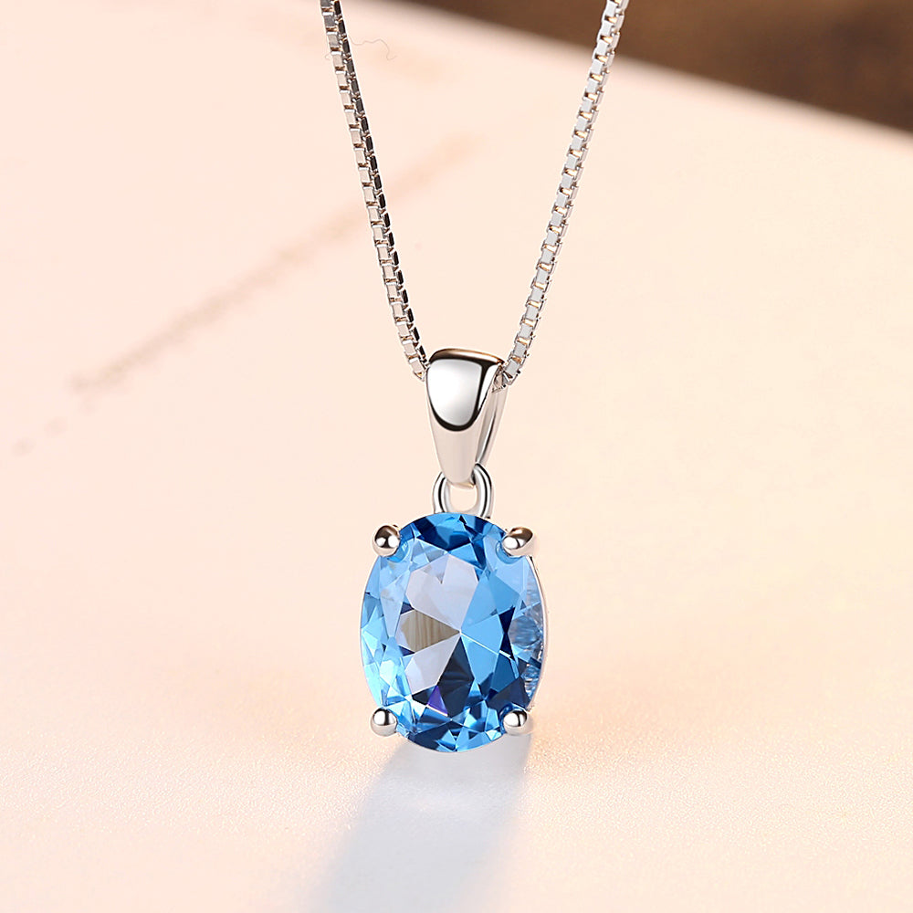 Colier din Argint Oval Topaz