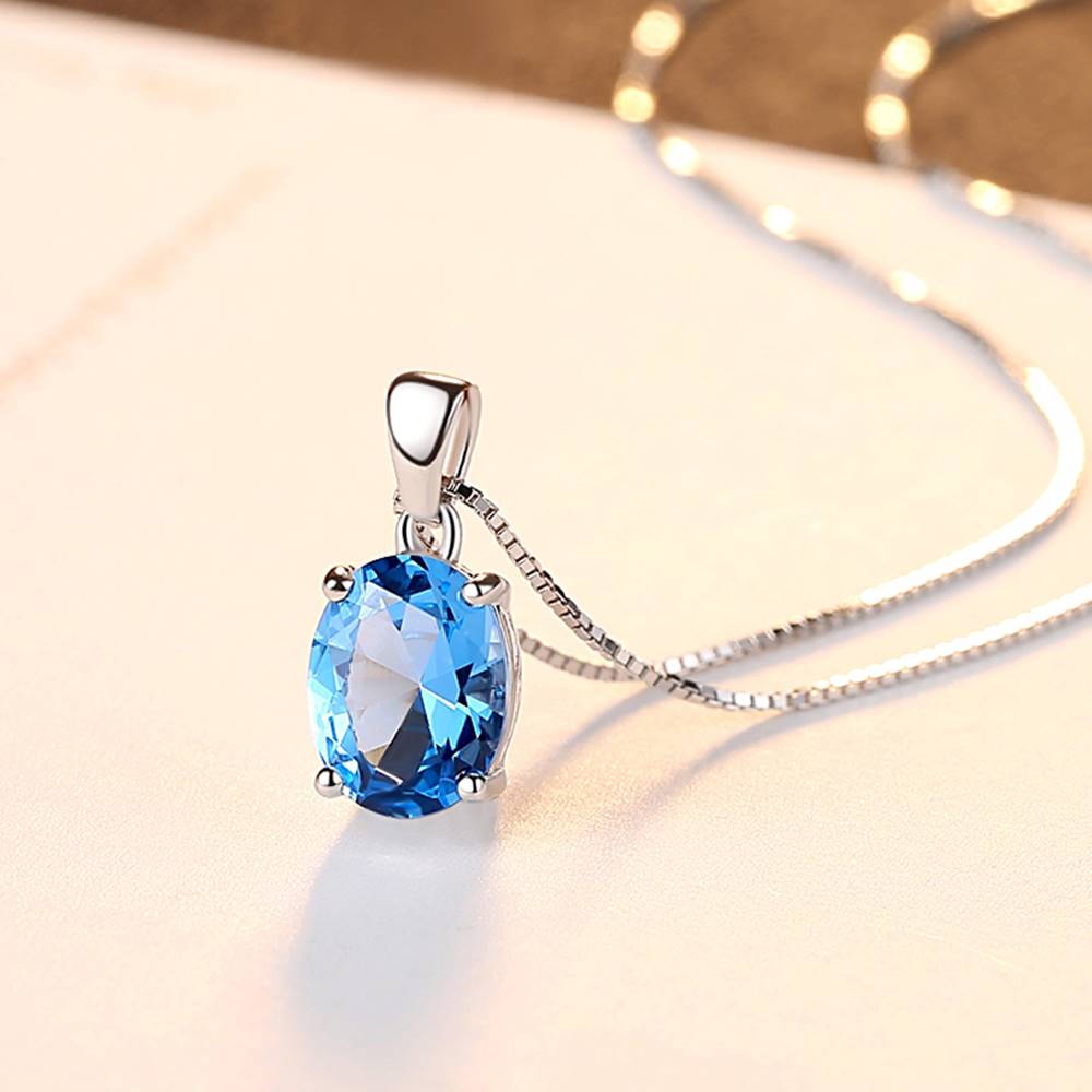 Colier din Argint Oval Topaz